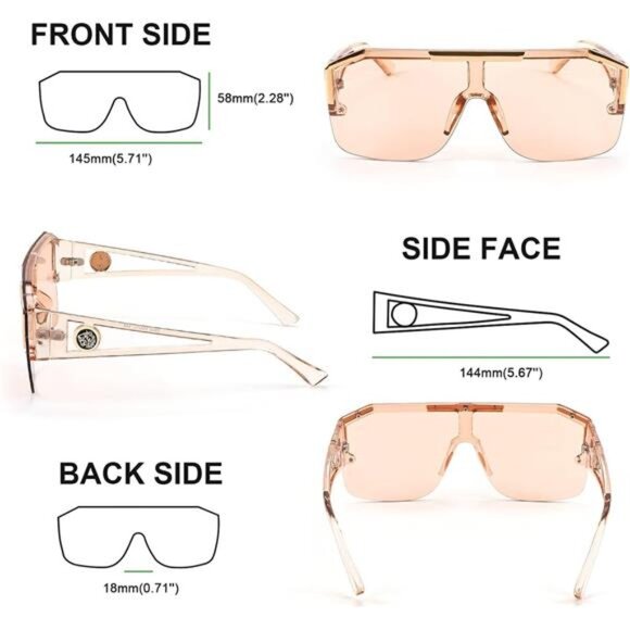 Women Men Sunglasse Square Flat Top Big Frame UV400 Sun Glasses Oversized - Picture 3 of 7